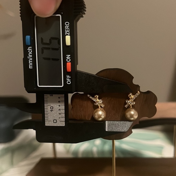 Plated Zirconia Knot Pearl Stud Earrings - Picture 5 of 7